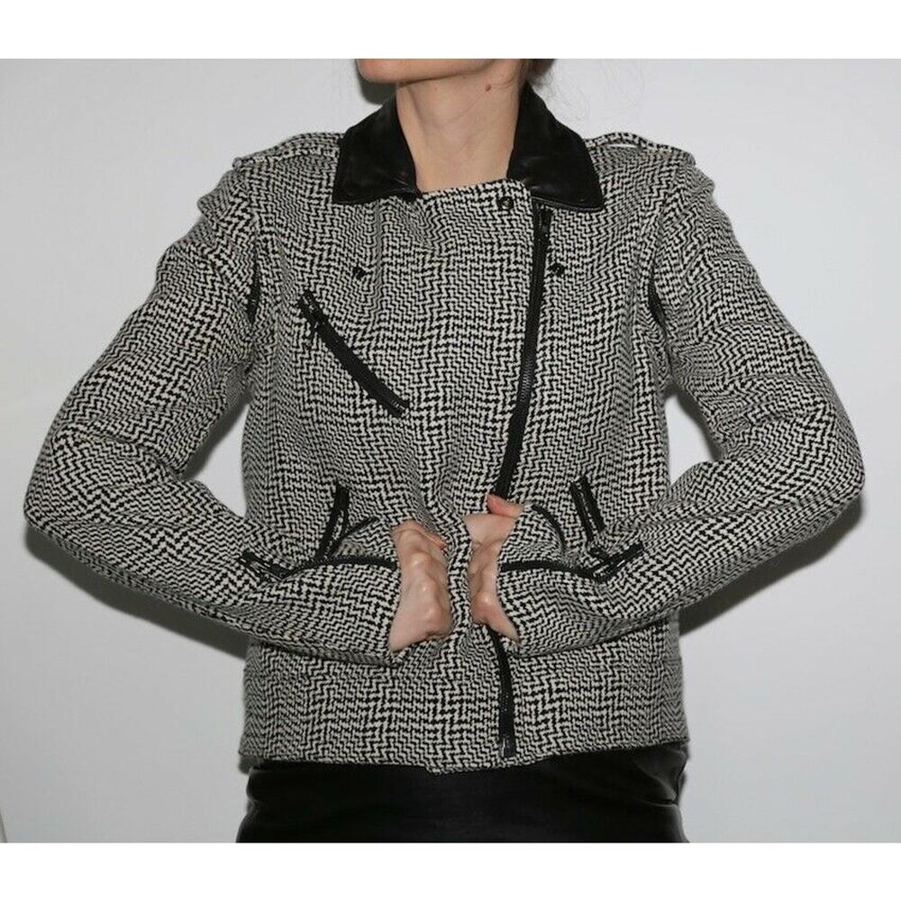 RAG & BONE Bowery Tweed Black White Jacket Size 6 New